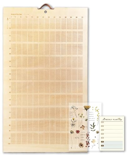 NIUTWSIO Memento Mori 4000 Weeks Life Calendar - Basswood Engraved Squares, 16.9x9.8 Inches Poster with Hook, Stoic Motivator for Habit Building