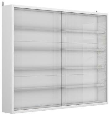 Vicco vitrine Murale Showla, Blanc, avec 4 étagères, pour Montage Mural pour Le Rangement et la présentation