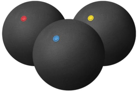 Mikinona Lot de 3 D'entraînement de Racquetball en Caoutchouc à Point Unique, Rebond Élevé, Couleurs Jaune, Bleu et Rouge, Adaptées aux Entraînements Intérieurs et Extérieurs, et Conformes