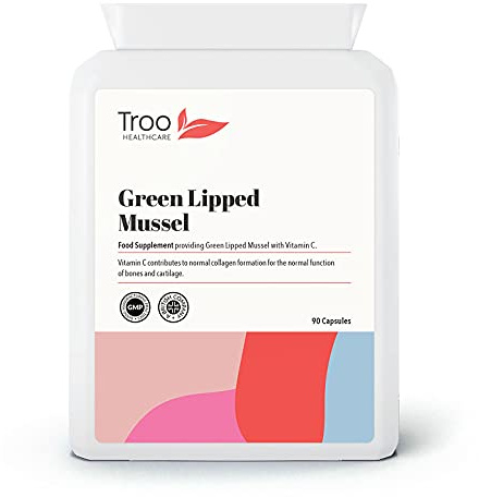 Troo Health Care Green Lipped Mussel Supplement 500mg - 90 Capsules - New Zealand Sourced Co2 Extracted for Maximum Lipid Content - Enhanced with Vitamin C for Collagen Formation Joint & Bone Support