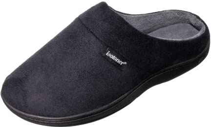 isotoner Men's Indoor/Outdoor Slip-on Microsuede Devin Clog Slippers with Memory Foam Comfort