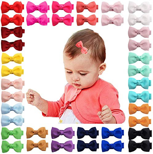 40pcs 2Inches Baby Mädchen Haarschleifen Krokodilklemmen Grosgrain Band Haarspangen Haarschmuck für Kinder Kleinkinder Kleinkinder (Color A)