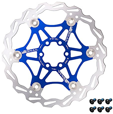 JaneEyre Rotore del Freno a Disco flottante, 160MM/180MM/203MM, 6 bulloni, MTB Road Bicycle Rotori Brake Pad Accessori per Biciclette（Blu 160MM）
