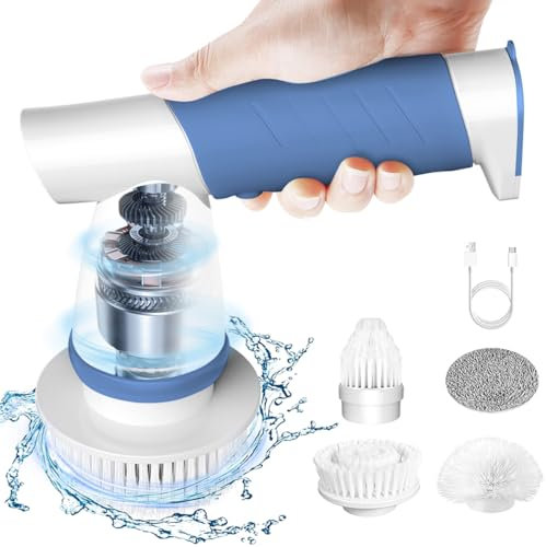ERAVOR Elektrische Reinigungsbürste,Power Scrubber Bürste Cleaning Brush mit 4 Bürstenköpfen für die Reinigung Von Tub Keramik Fliesen Boden Waschbecken Küchengeräte Fenster(Navy blau)