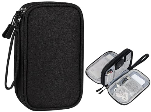ANBOWEI Travel Cable Organizer Bag, Portable Electronics Travel Organizer Case, Waterproof Tech Pouch Small Gadget Tidy Bag for Charging Cable, Charger, Power Bank(Black)