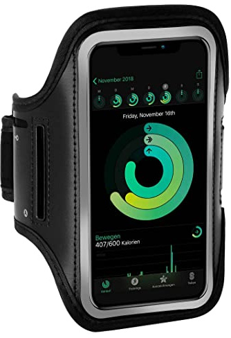 ONEFLOW Workout Case für iPhone 15 Pro Max Sportarmband zum Joggen mit Touch Fenster, Handy Armband für Sport und Outdoor, Handyhalterung für den Arm, Lauftasche Jogging, Schwarz