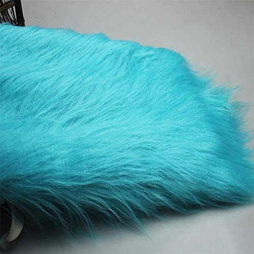Solid Faux Fur Fabric Long Pile 12cm Luxury Shag Tyg För DIY Crafting Foto Prop Backdrop Fursuit Area Mattor Kostymer Mode Dekoration Cosplay 50x170cm(Color:30 sky blue)
