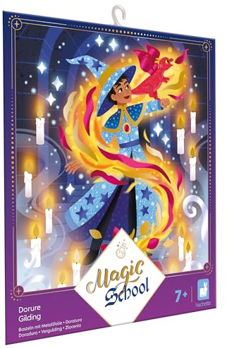 Janod - 3 Tableaux Dorure - Thème Magie - Magic School - Kit Loisir Créatif Enfant - Apprentissage Motricité Fine et Concentration – Dès 7 Ans – J07732