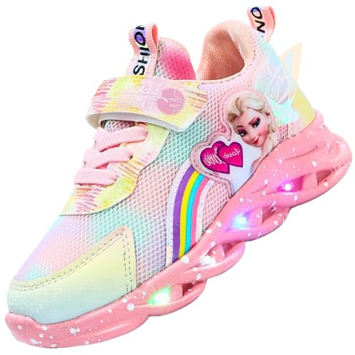 Vorkhuaeri Scarpe da Ginnastica LED per Bambina, Scarpe per Bambini Principessa con Luci Che Illuminano Scarpe da Tennis Sportive per Bambine (A2-Rosa-Mesh2,26)