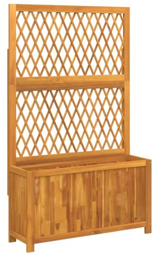 vidaXL Fioriera con Traliccio 100x32x165 cm Legno Massello di Acacia, fioriera con Traliccio, fioriera da Esterno, fioriera da Balcone