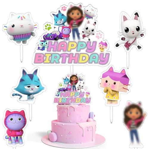 7 Pezzi Gabb decorazioni per torte, Gabb Cake Topper Anniversaire, Gabb Décorations de Cupcakes, Happy Birthday Decorazioni, Cupcake, Bambini Compleann Decorazione