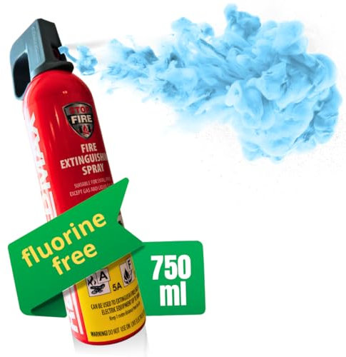 notlok Safety Work - 750g Feuerlöschspray ohne Fluor | Hautfreundlicher Feuerlöscher Schaum für Brände A F & E bis 1000 V | Mini Feuerlöscher Auto - Feuerlöscher Haushalt, Auto Feuerlöscher Klein