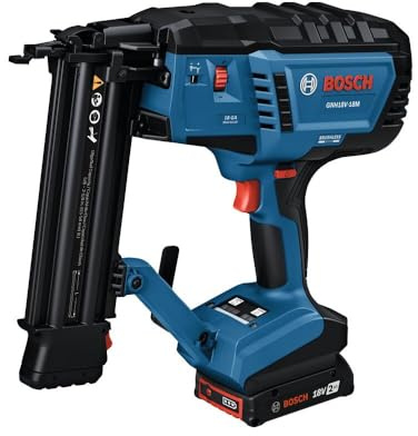 BOSCH GTH18V-18M - Grapadora de corona estrecha de calibre 18 sin escobillas de 18 V, inalámbrica, potente y precisa para aplicaciones de muebles, tapicería y armarios (herramienta desnuda)