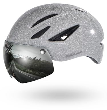Odoland Fahrradhelm mit Magnetvisier für Erwachsene, Leichter Radhelm mit abnehmbarem Sonnenvisier Atmungsaktiv MTB Helm für Damen und Herren