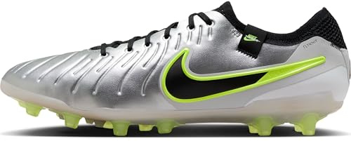 Nike Men's Legend 10 Elite Artificial-Grass-PRO Football Shoe, Metallic Silver/Black/Volt, 8 UK