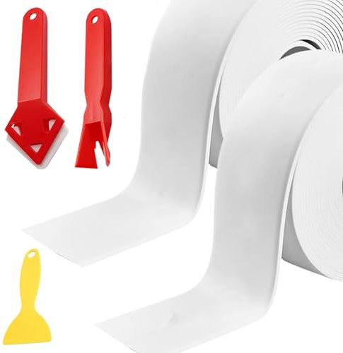 Cinta de sellado impermeable, 2 rollos de cinta de sellado de baño con herramientas para baño, cocina, baño, esquina, decoración de baño, con herramientas de sellado (Fig. reaccionaria)