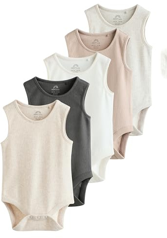 NEXT Bébé Lot de 5 bodys à bretelles pour bébé Naturel 3 Mois-6 Mois