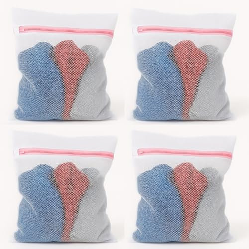 4 sacchi per bucato biancheria rete fitta con cerniera misura 40x50 cm 4 pezzi