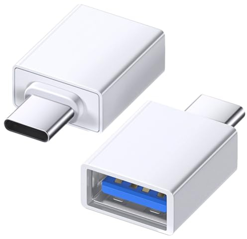 Mepsies Adaptador USB C a USB (2 Piezas), Adaptador USB 3.0 a Tipo C OTG, Alta Velocidad de 5 Gbps, Compatible con MacBook Pro/Air, Thunderbolt 3/4, iPhone 16/15, iPad, Samsung Galaxy y Más, Blanco