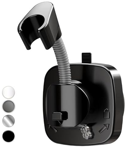 SIGERIO Suction Cup Shower Head Holder - 360° Adjustable. Adhesive Shower Head Hanger with Hook. Shower Handle/ Hose Bracket. Tool-Free Wall Mount for Handheld Showerheads. Fits Bathroom and RV