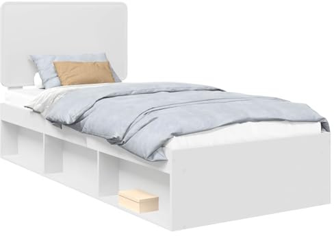 vidaXL Struttura del Letto Bianco 100 x 200 cm Pino massello, Letto in Legno Elegante, Design Rettangolare Resistente per camere Moderne, Soluzione per Il Sonno Indoor