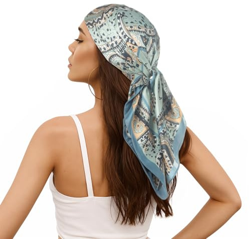 RIIQIICHY Foulard Carré Femme 70x70cm, Echarpe Femme Été Printemps - Echarpes et Foulards Femme Léger, Foulard Cheveux Multifonction