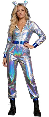 Tuta da Alieno da Donna Metallizzato Tuta Spaziale Stile Astronauto Tute per Halloween Carnevale Feste Feste in Maschera Body da Donna Astronauta Spaziale Collo Alto