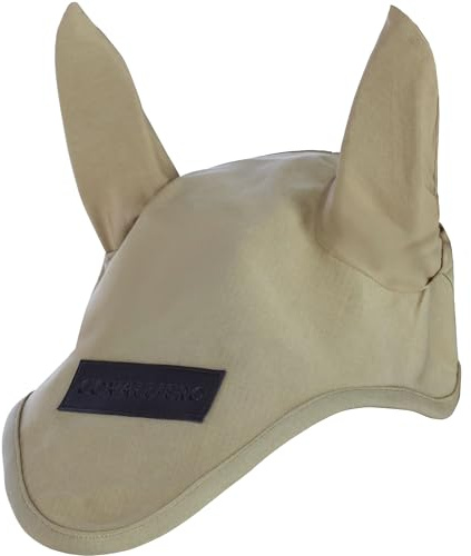 Covalliero - Protección contra moscas FS26 - Protección auditiva para caballos - Orejas elásticas - Protección contra insectos para caballo - Accesorios para caballos en marrón (nuez) - raza / sangre