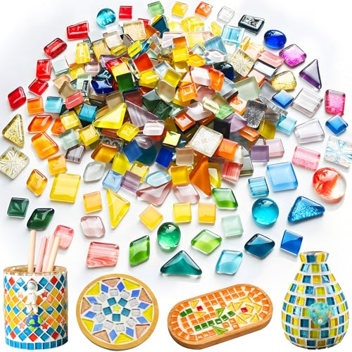 400 g di pietre per mosaico, multicolore, mix irregolare in vetro, mosaico in vetro, pietre per mosaico