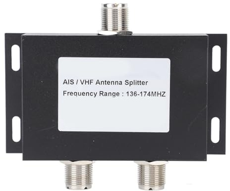 Akozon Divisore Splitter per Antenna VHF a 2 Vie 136 174 MHz 100 W per Sistemi di Imbarcazioni Marine, Compatibile con Transponder e Radio VHF, Involucro in Lega di Alluminio