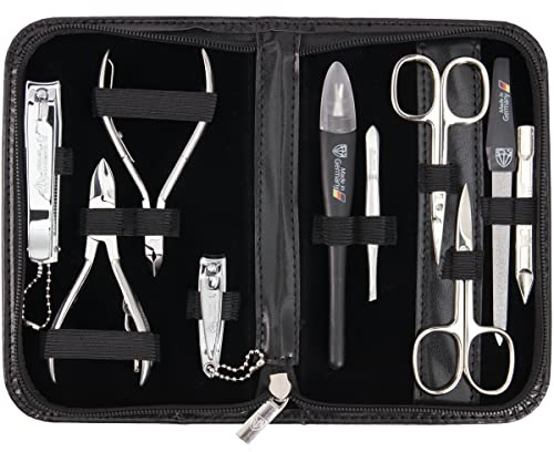 3 Swords Germany - brand quality 10 piece manicure pedicure grooming kit set for professional finger & toe nail care scissors clipper fashion leather case in gift box, Made by 3 Swords (00286)
