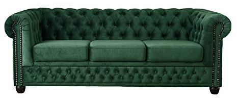 Lisa Design William - Chesterfield Sofa - 3-Sitzer - aus Samt Grün