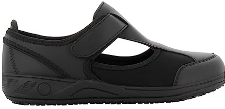 SAFETY JOGGER Safety Shoes for Women 7,5 UK - Camille - Lightweight Comfortable Velcro Work Shoe, Ideal for Nurses, Kitchen or Indoor, Non Slip and Shock Absorbing, Oxypas Black