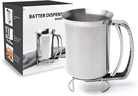 Distributeur De Crêpes en Acier Inoxydable - 800 ML - Entonnoir Professionnel pour La Cuisson des Gaufres à Gâteau