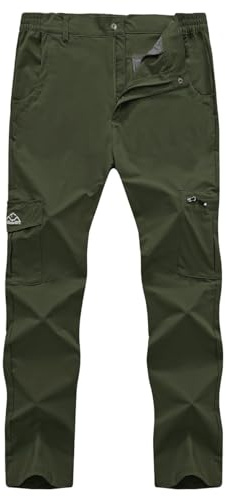 Rdruko Men's Hiking Pants Lightweight Quick Dry Waterproof Work Outdoor Travel Fishing Pants (Army Green,US 38)