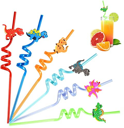 KATELUO 6 pezzi Cannucce di Plastica Riutilizzabili,Cannucce Colorate,Cannucce a Forma,Cannucce Ricurve,Per Latte,Succhi di Frutta,Cocktail,Decorazioni per Feste di Compleanno per Bambini (A)