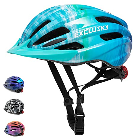 Exclusky Kids Bike Helmet for Boys & Girls, Age 5-13, Adjustable, 50-57cm, Ocean Blue