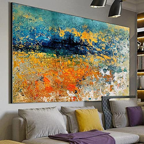 HengYun ART Grande pittura a olio Prin su tela Quadri astratti moderni luminosi Quadri su tela colorati per decorazioni da parete per la casa in ufficio 80x160 cm senza cornice