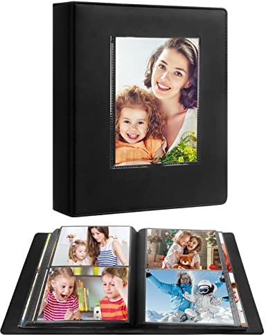 Aevdor 272 Pockets 5x7 Photo Album, Holds 272 Photos, Extra Large Capacity Leather Cover, Photo Album 5x7 for Family Wedding Baby Birthday Christmas Anniversary Pictures (Black)