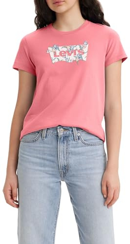 Levi's Women's The Perfect Tee- Graphic Batwing Logo T-Shirt, Tropical Flower Tameless Rose, XXS