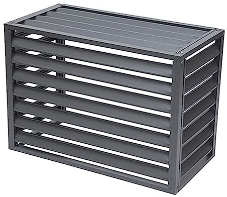 Außenklimaanlage Abdeckungs, Aluminium Klimaanlage Abdeckung, Schutzgitter Für Klimaanlagen Und Wärmepumpen, Abdeckung Klimaanlage Außengerät Jalousien Design,Grau,B~2~3P: 110x60x80cm