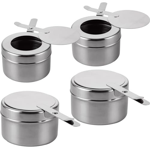 GBACHOOSE 4 Pièces Récipients à Pâte Combustible, Réchaud Fondue Brûleur à Alcool, Brûleur Chafing Dish en Acier Inoxydable, Récipients à Pâte Combustible pour Buffet, Fondue, Camping