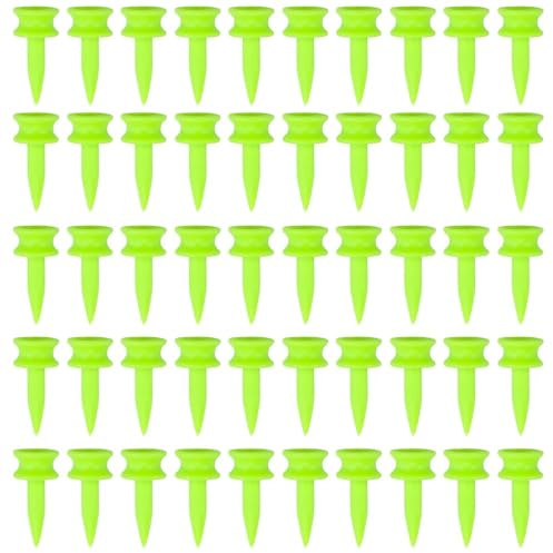 Namvo Kit de 50 Tees de Golf en Plastique incassable, Tees Green Castle pour la Pratique du Golf, Petits Tees durables de 2,5 cm pour l'entraînement