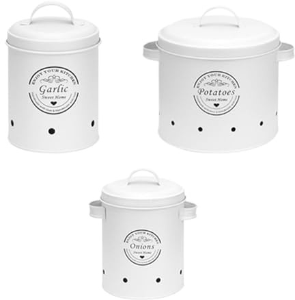 Contenitore di stoccaggio di patate e cipolle, contenitore per aglio per controsoffitto | Contenitori di stoccaggio da cucina in metallo con fori di ventilazione, vasi organizzatori di verdure P