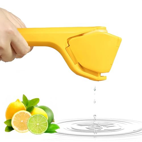 Prensa de limón – Prensa cítrica manual, lavable en el lavavajillas, prensa naranja manual para cocina, bar, restaurante, plegable para un almacenamiento pequeño (amarillo)