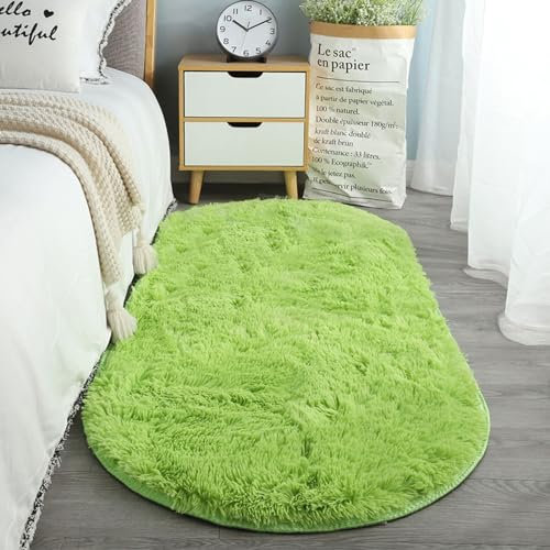 SBJKLYRN Carpeting Anti Slip -Modern Super Soft Thick Pile Fluffy Shaggy Rug Non Shedding Light Luxury Minimalist Style Soft Touch Rug For Living Room Plush Carpet(Green,80 * 120cm)
