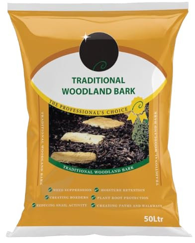 50 Litre Traditional Woodland Bark - Perfect for Weed Suppression, Creating Borders, Attractive Decorative Finishing, Moisture Retention, Plant Root Protection & Creating Pathways and Walkways