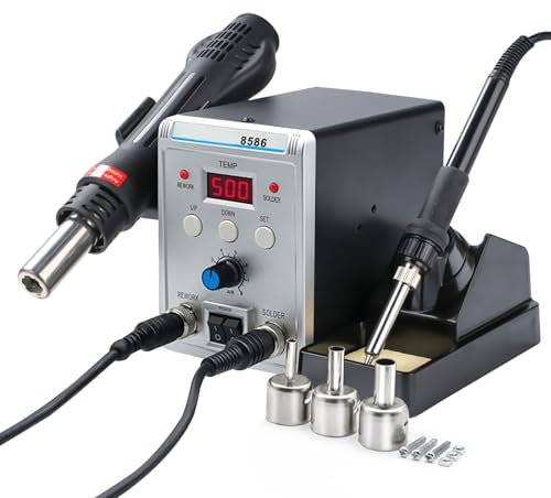 DEWIN 700W Estacion de Soldadura,2 en 1 Estacion Soldadura Estación De Soldadura Estacion Soldadura Aire Caliente Estación de Soldadura Digital (EU)