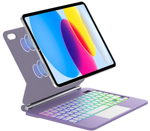 IVEOPPE Magic Keyboard för iPad 10. Generation och iPad 11 tum A16 (2025), magnetisk frisvävande design, exakt multi-touch-styrplatta tangentbord för iPad 10 10,9 tum/A16 11 tum, lila