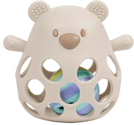 Nattou Sonaglio in Silicone con palla, Orsetto, Circa 11 cm, Silicone, Argilla